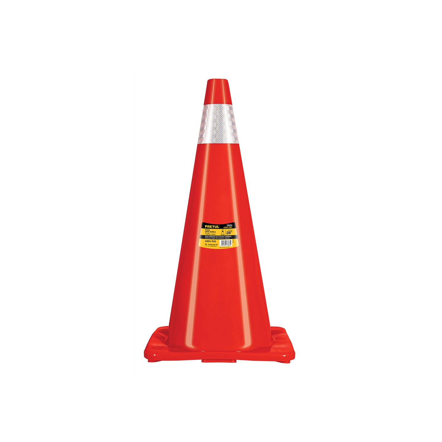 CONO-70RP Cono de precaución de 70 cm de PVC con reflejante, PRETUL