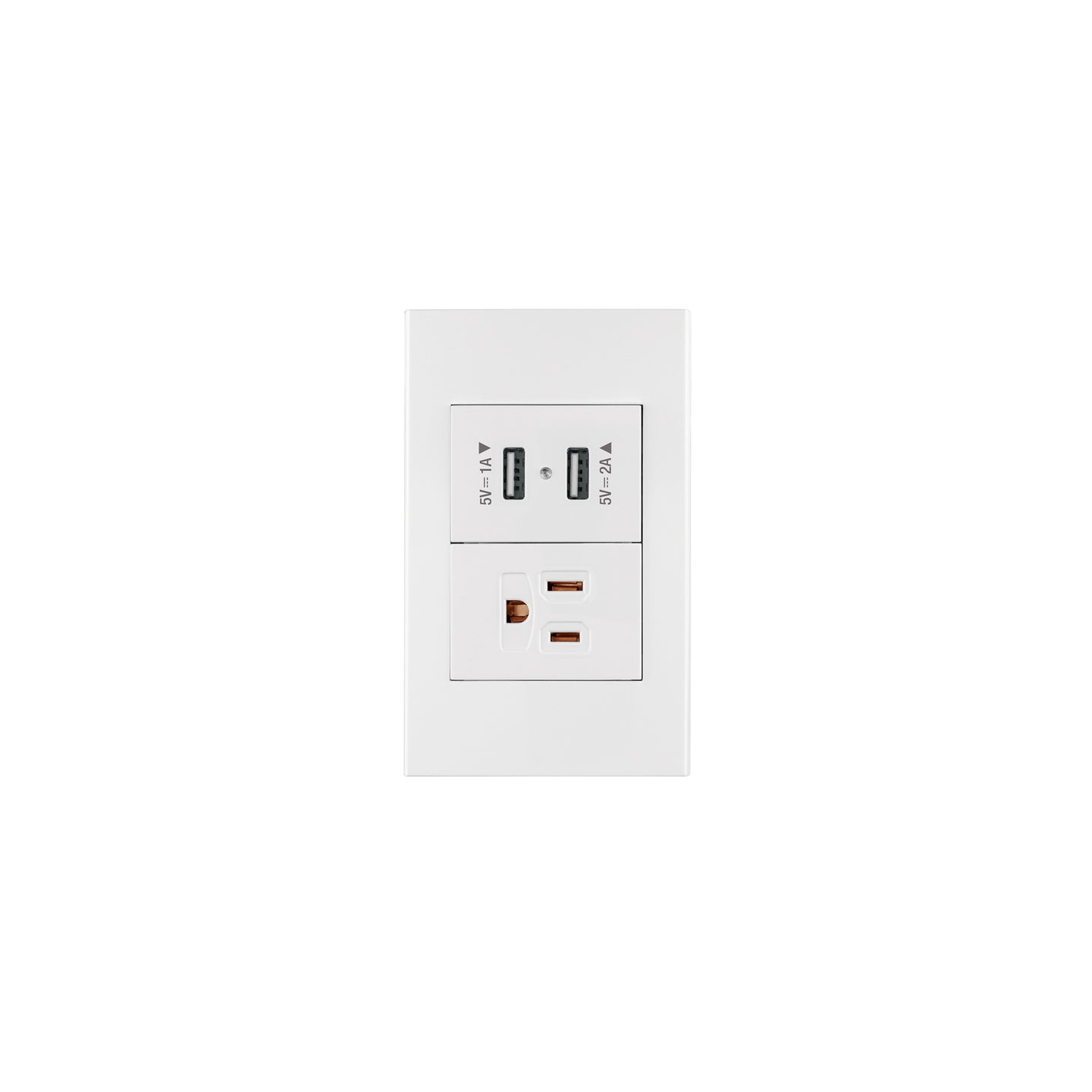 COUSB-EB Placa armada 1contacto, 2puertos USB, 1.5mod,Española,blanco