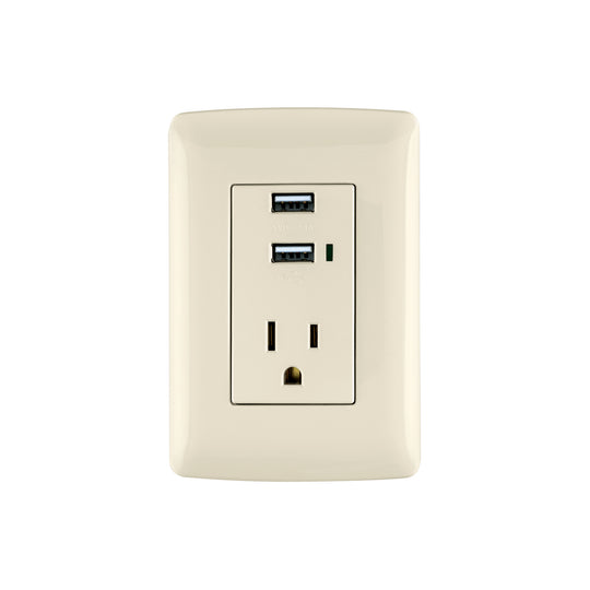 COUSB-I Contacto aterrizado + 2 puertos USB, marfil, línea Italiana