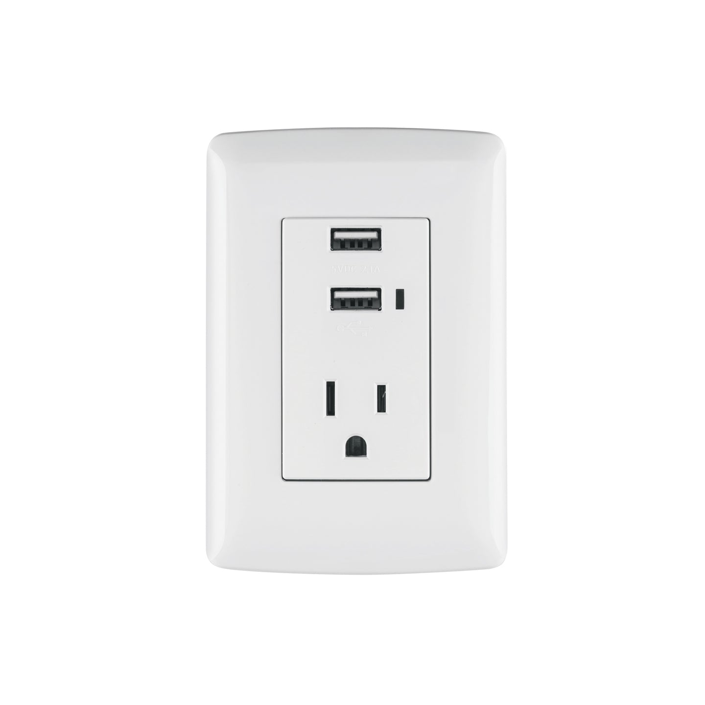 COUSB-IB Contacto aterrizado + 2 puertos USB, blanco, línea Italiana