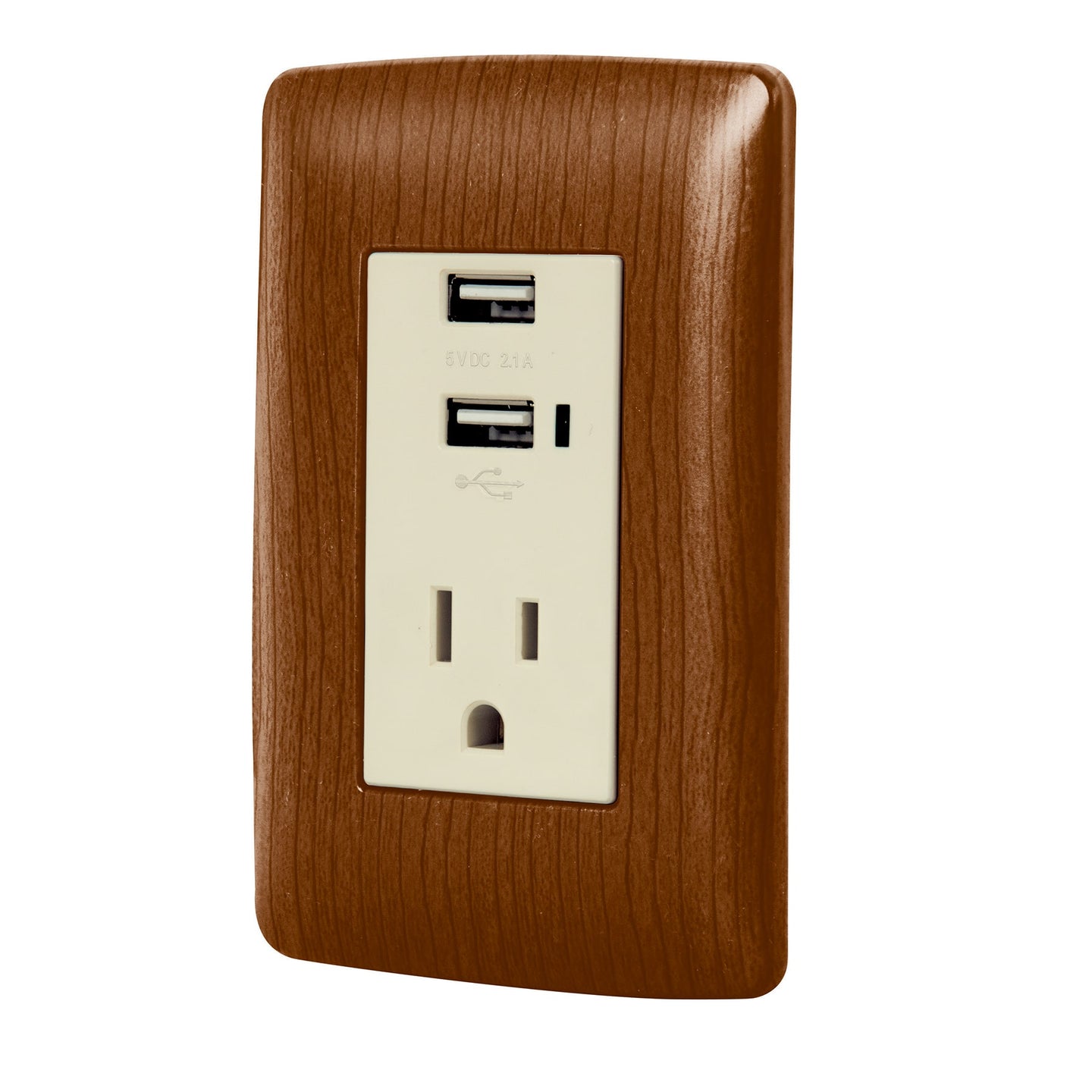 COUSB-IM Contacto aterrizado + 2 puertos USB, madera, línea Italiana