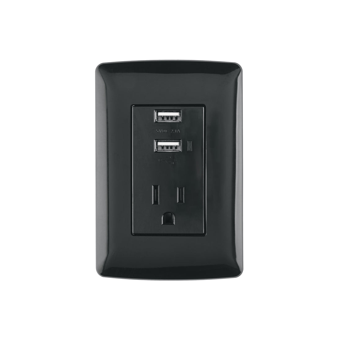 COUSB-IN Contacto aterrizado + 2 puertos USB, negro, línea Italiana