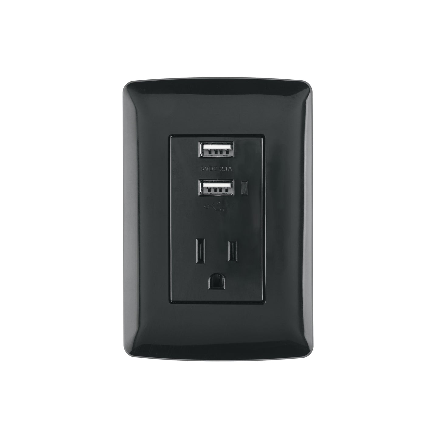 COUSB-IN Contacto aterrizado + 2 puertos USB, negro, línea Italiana