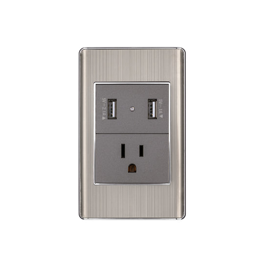 COUSB-LA Placa armada acero contacto y 2 puertos USB 1.5 mód, Lisboa