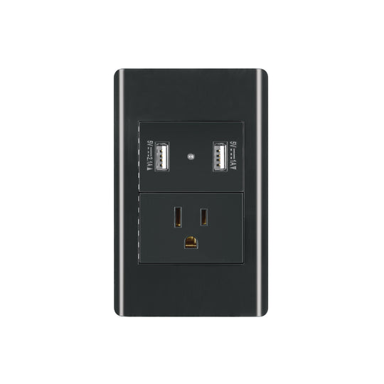 COUSB-LN Placa armada negra contacto y 2 puertos USB 1.5 mód, Lisboa