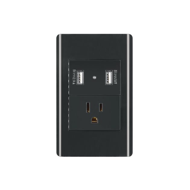 COUSB-LN Placa armada negra contacto y 2 puertos USB 1.5 mód, Lisboa