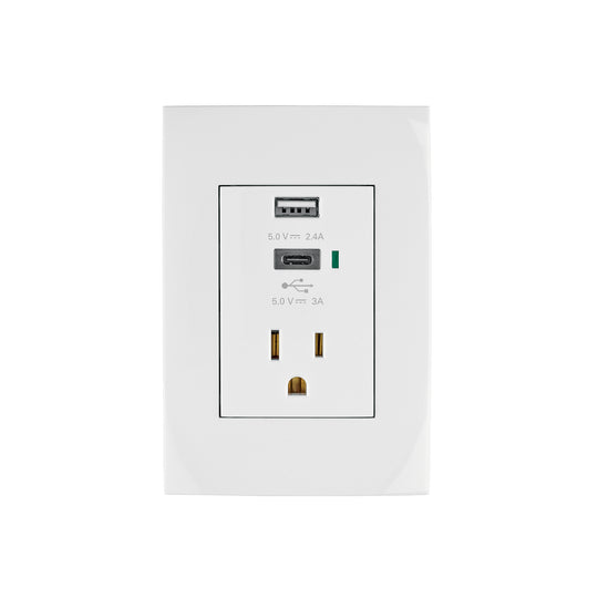 COUSB-OB Contacto 2polos + tierra con 2 puertos USB, Oslo, blanco