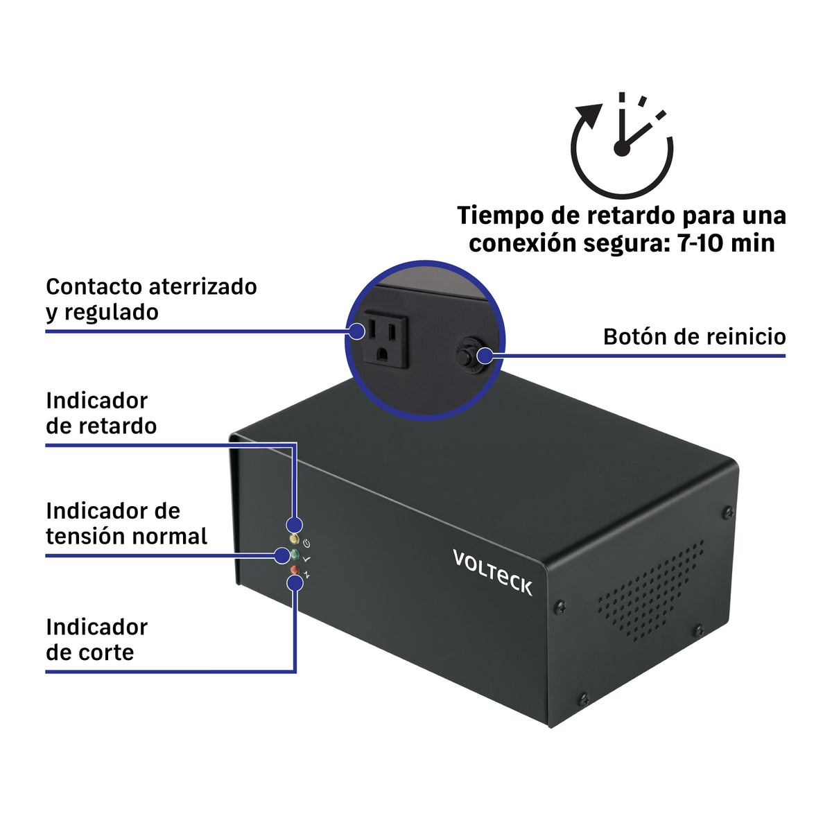 Regulador de Voltaje Volteck COV-125 | Protección 105-125V