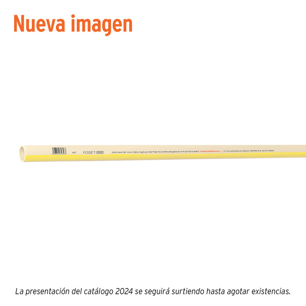 CPVC-001 Tubo de 1/2" CPVC hidráulico RD 13.5, 3m, 0.3kg, FOSET