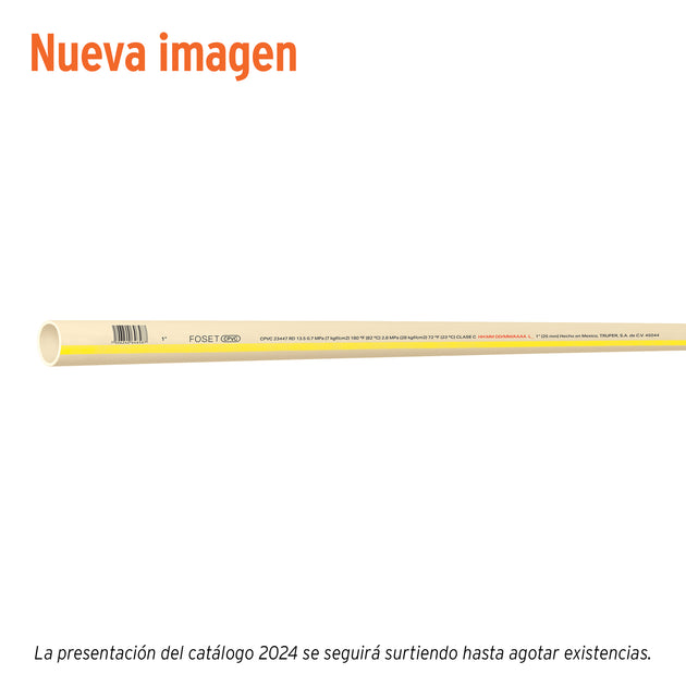 CPVC-003 Tubo de 1" CPVC hidráulico RD 13.5, 1", 3m, 0.8kg, FOSET