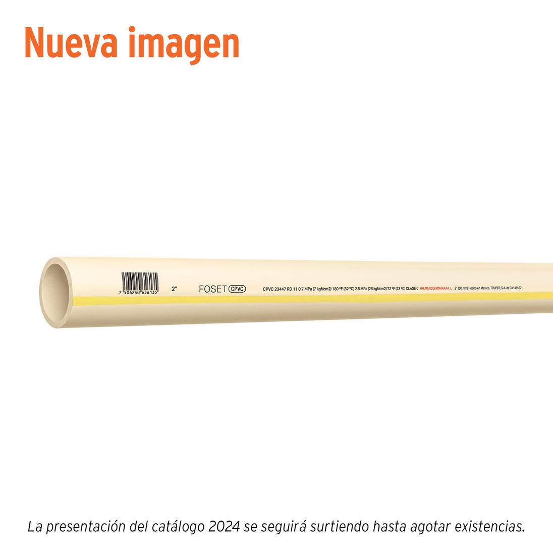 CPVC-006 Tubo de 2" CPVC hidráulico RD 11, 3m, 3.5kg, FOSET