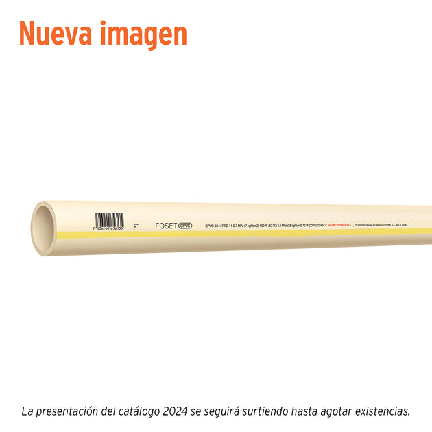CPVC-006 Tubo de 2" CPVC hidráulico RD 11, 3m, 3.5kg, FOSET