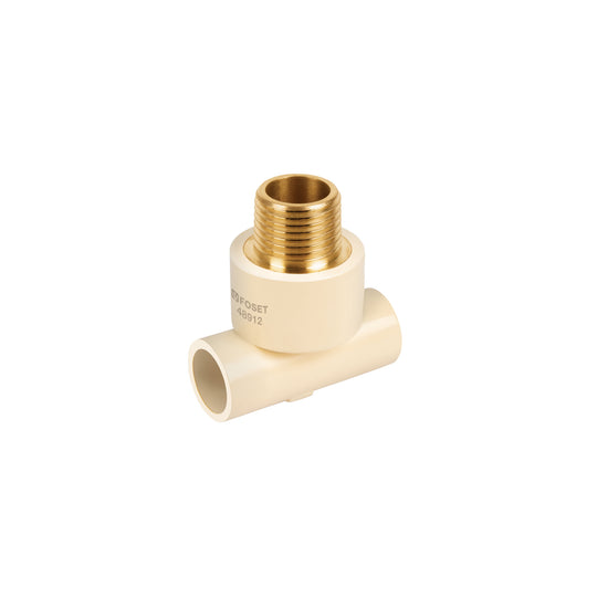 CPVC-712 Tee reducida macho de CPVC 3/4" x 3/4" x 1/2" inserto latón