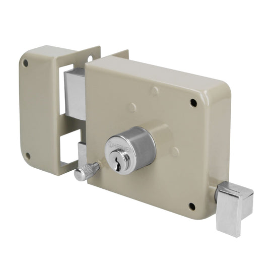 CS-75IP Cerradura sobreponer izq instala-fácil, caja, HERMEX BASIC