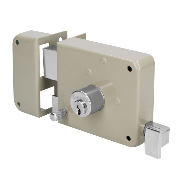 CS-75IP Cerradura sobreponer izq instala-fácil, caja, HERMEX BASIC