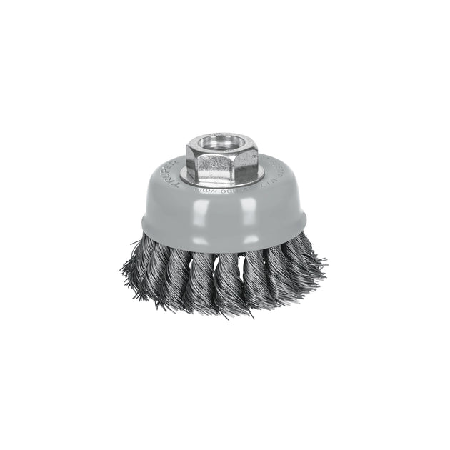CT-608MR Carda copa 3" alambre trenzado fino, Multi-rosca, Truper