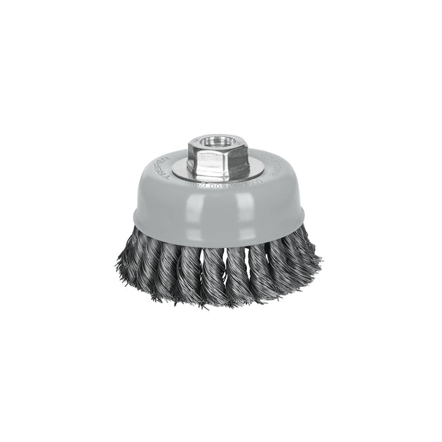 CT-610MR Carda copa 4" alambre trenzado fino, Multi-rosca, Truper