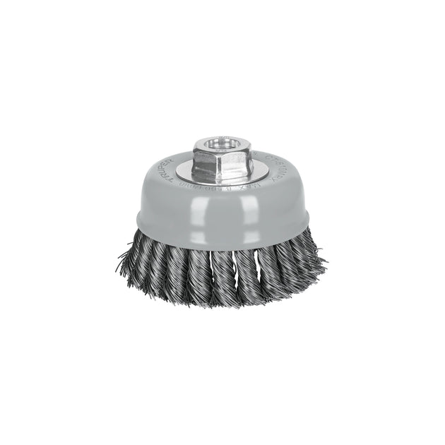 CT-610MRX Carda copa 4" alambre trenzado grueso, Multi-rosca, Truper