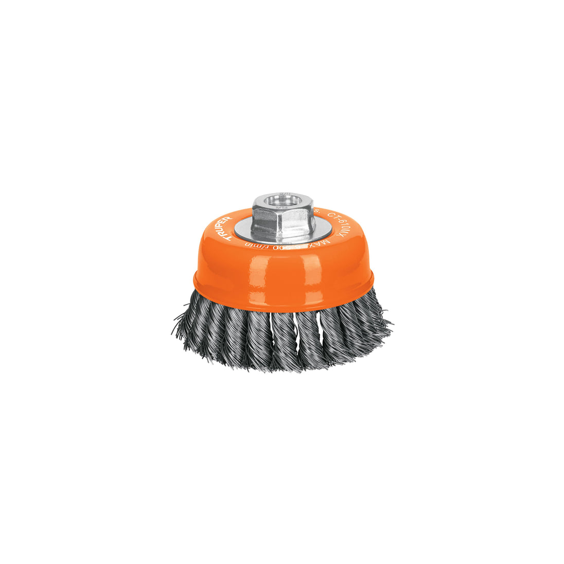 CT-610MX Carda copa 4" alambre trenzado grueso, eje M14, Truper