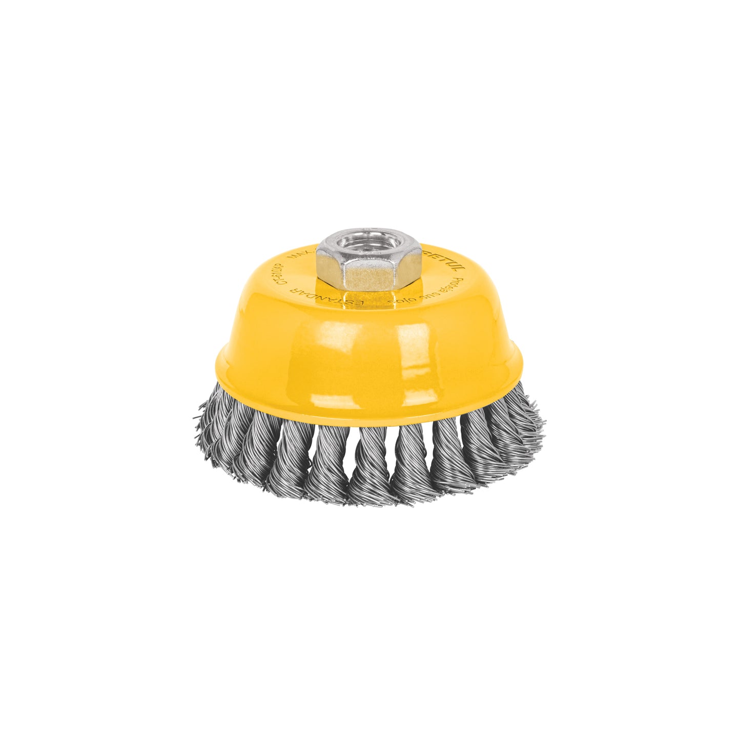 CT-610XP Carda copa 4" alambre trenzado grueso, eje 5/8"-11, Pretul