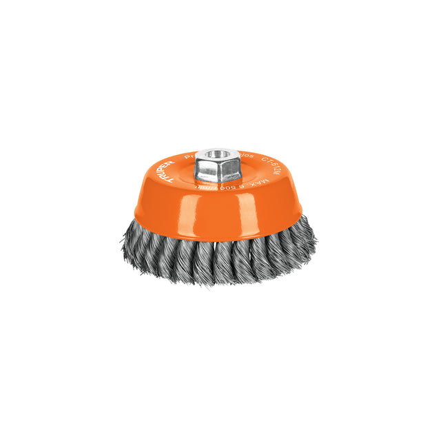 CT-612M Carda copa 5" alambre trenzado fino, eje M14, Truper