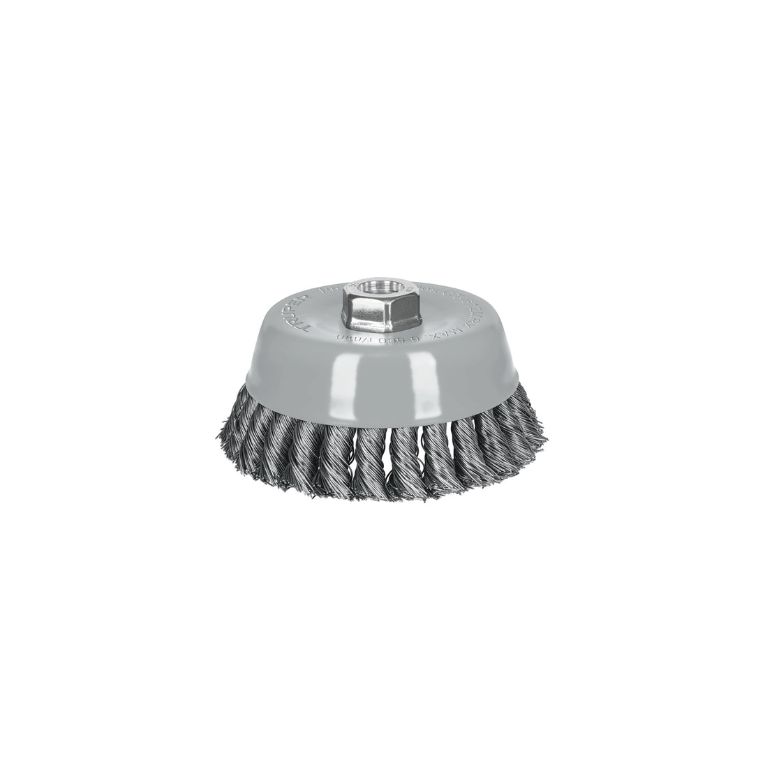 CT-612MRX Carda copa 5" alambre trenzado grueso, Multi-rosca, Truper