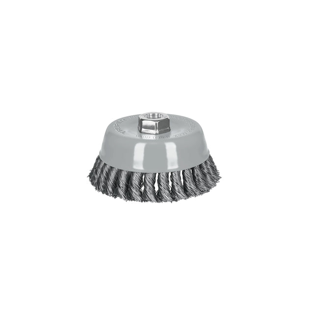 CT-612MRX Carda copa 5" alambre trenzado grueso, Multi-rosca, Truper