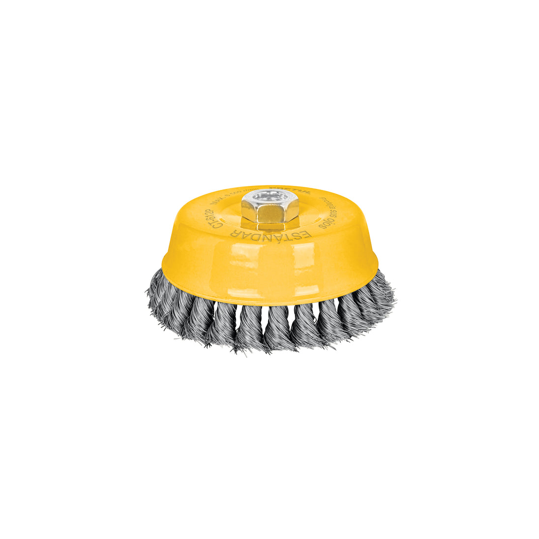 CT-612P Carda copa 5" alambre trenzado fino, eje 5/8"-11, PRETUL