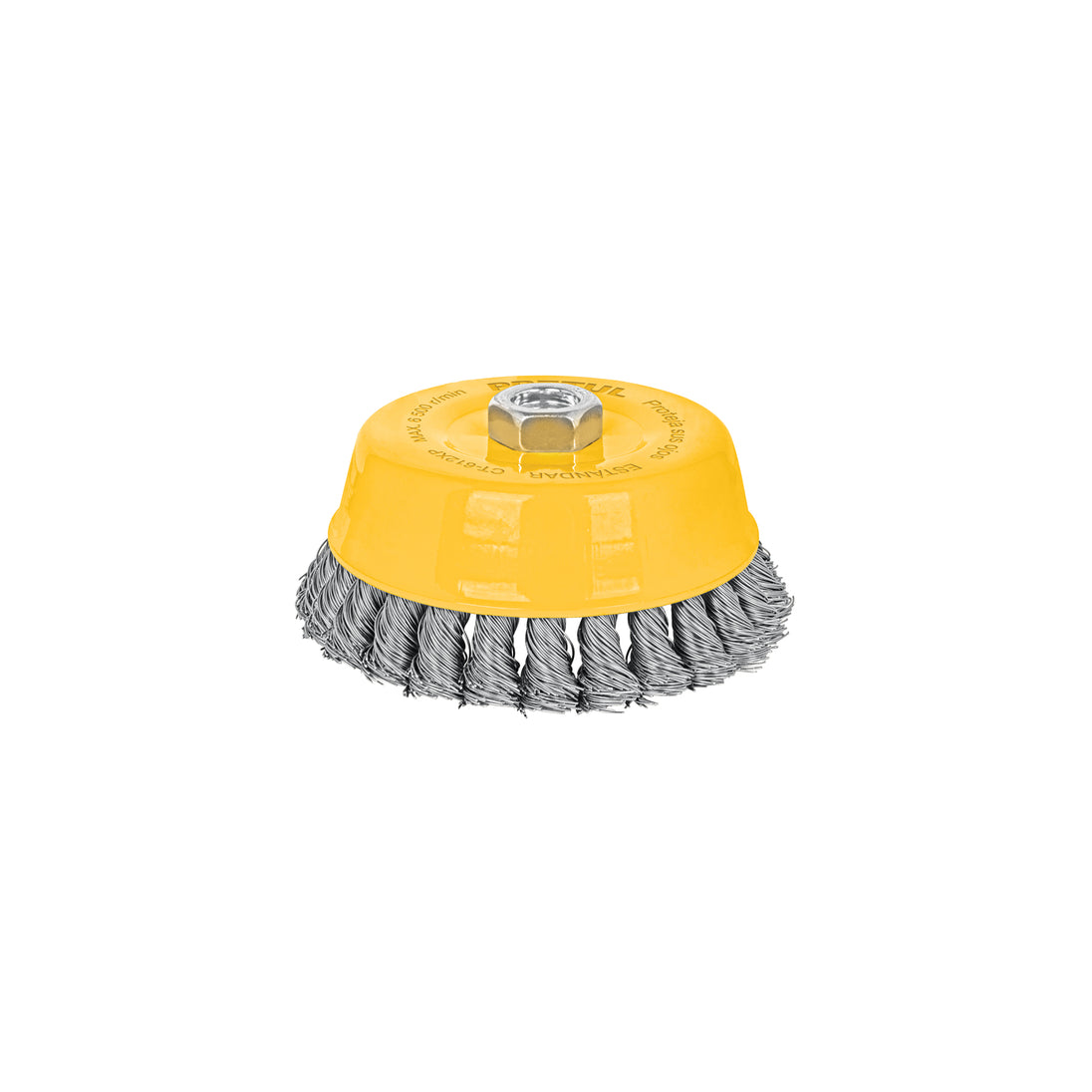 CT-612XP Carda copa 5" alambre trenzado grueso, eje 5/8"-11, PRETUL
