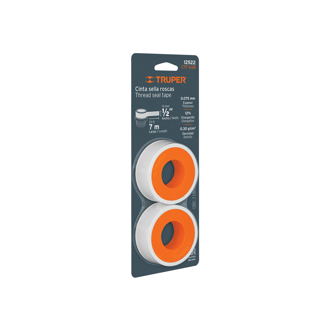 CTF-1/2B Blíster con 2 cintas sella roscas 1/2" x 7m, uso general