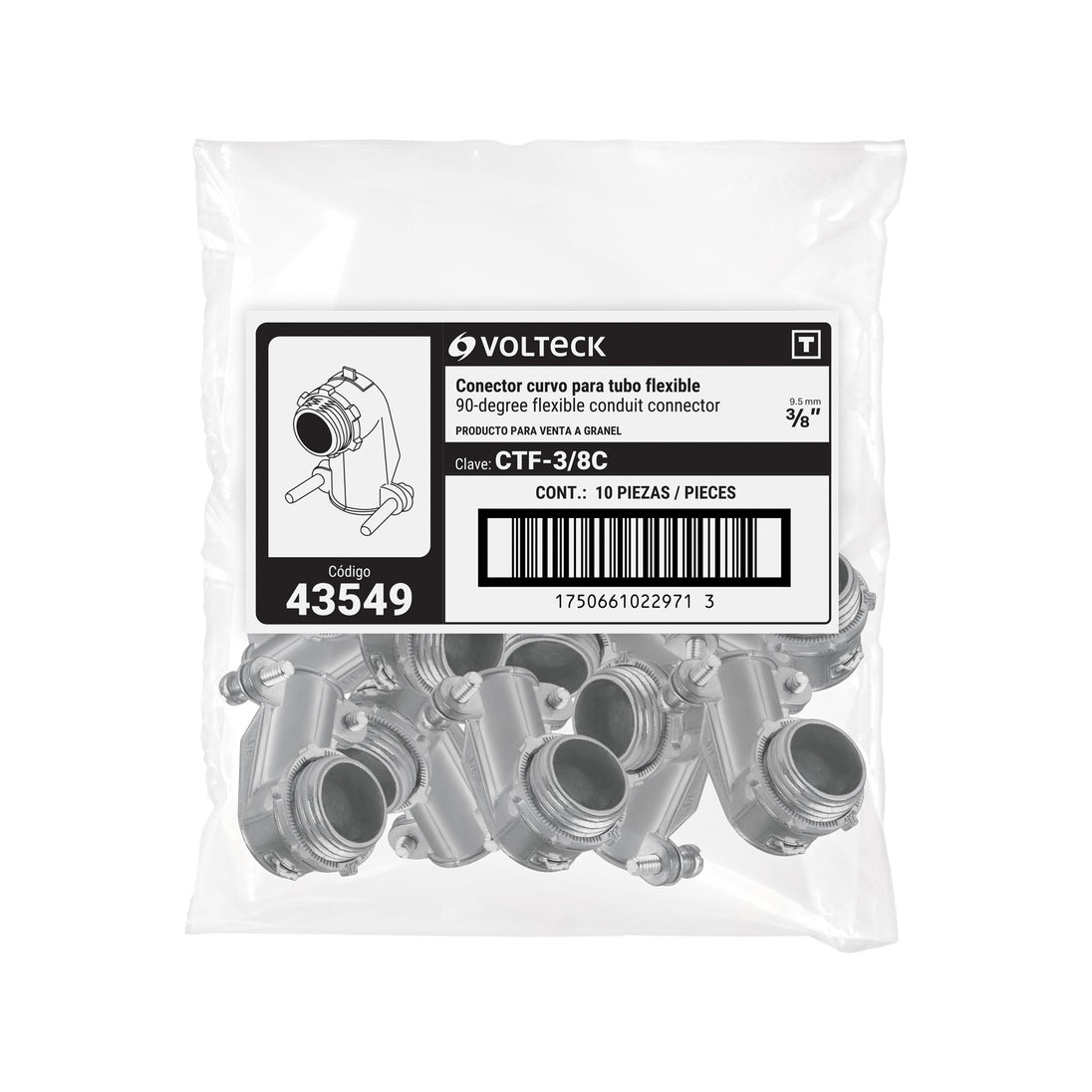 Conector Volteck CTF-3/8C para tubo flexible 3/8"