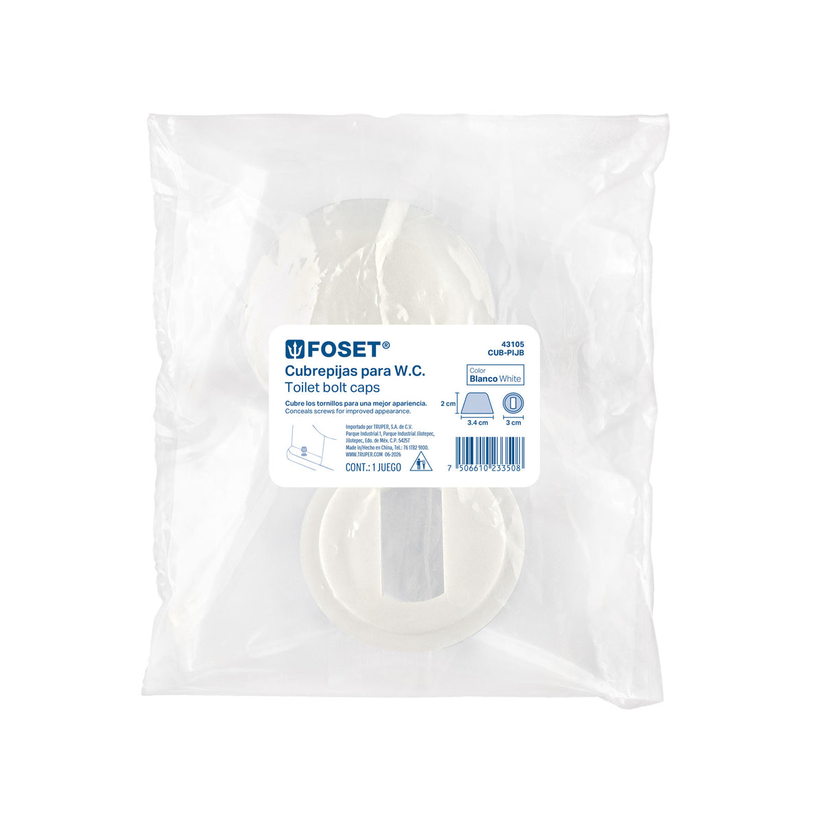 Cubeta de Piso Foset CUB-PIJB | Desagüe PVC Blanco