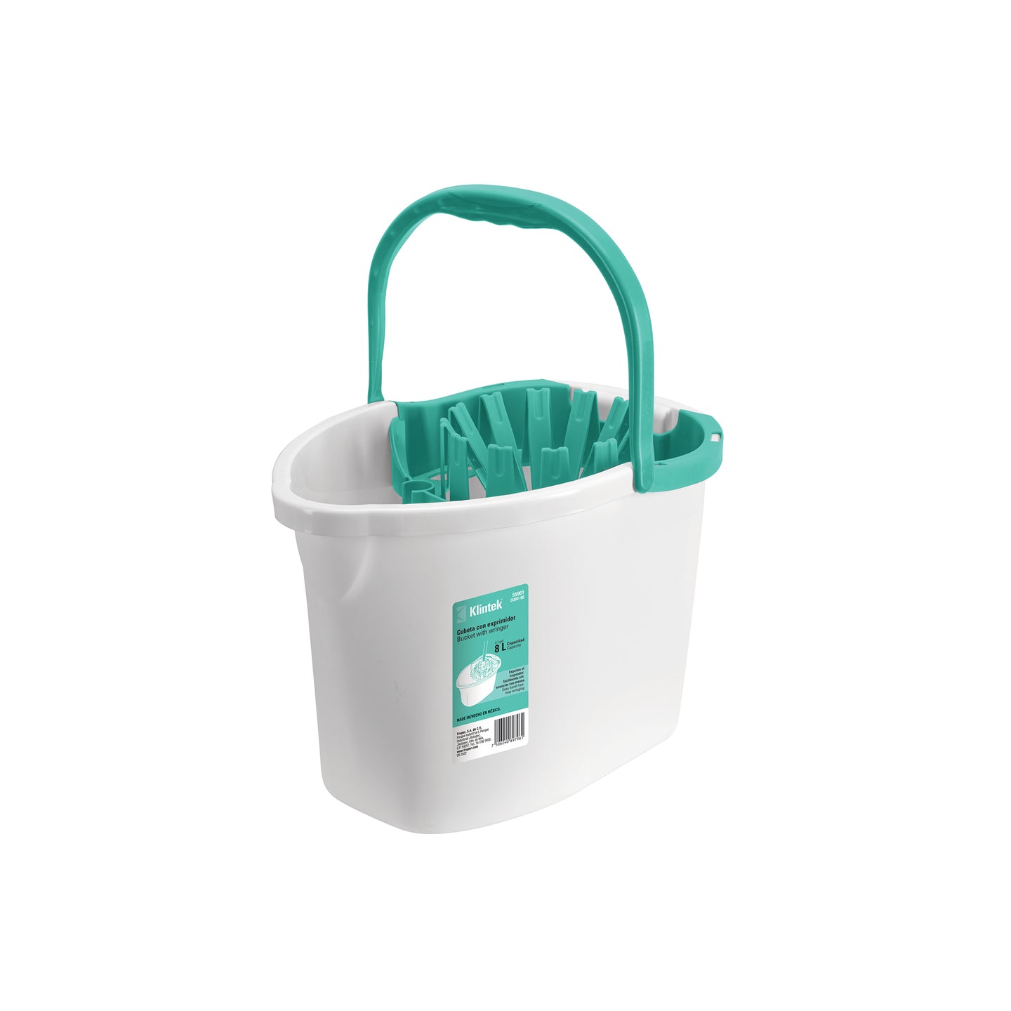 CUBE-8E Cubeta plástica con exprimidor, 8L KLINTEK