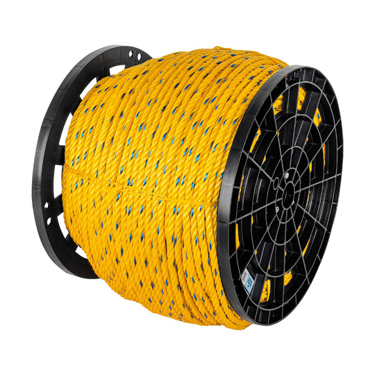 CUE-11K Kilo de cuerda amarilla de polipropileno 11mm, carrete 20kg