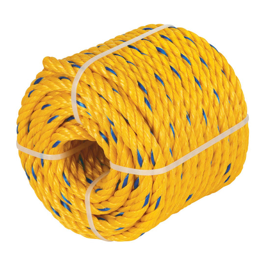 CUE-161M Metro cuerda amarilla de polipropileno 16mm, rollo 9m