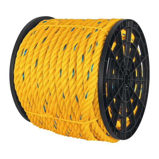 CUE-25M Metro de cuerda amarilla de polipropileno 25mm, carrete 102m