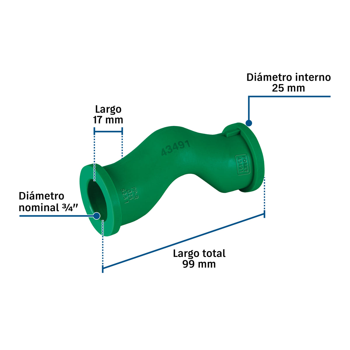 Cople CPVC Foset 3/4" CV-412 | Agua Fría/Caliente 95°C