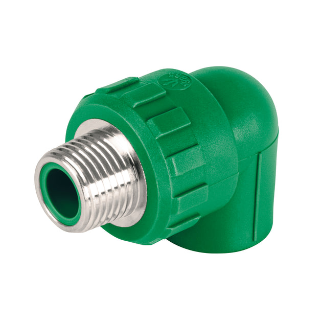 CV-511 Codo 90° PPR,  1/2", rosca macho con inserto metálico, FOSET
