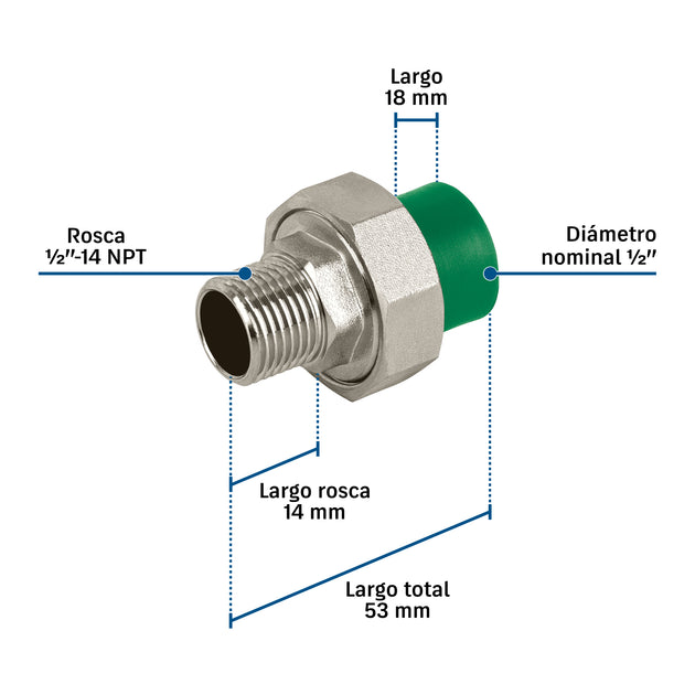 Adaptador Macho PPR 1/2" Foset CV-991 | 20mm x 1/2" NPT