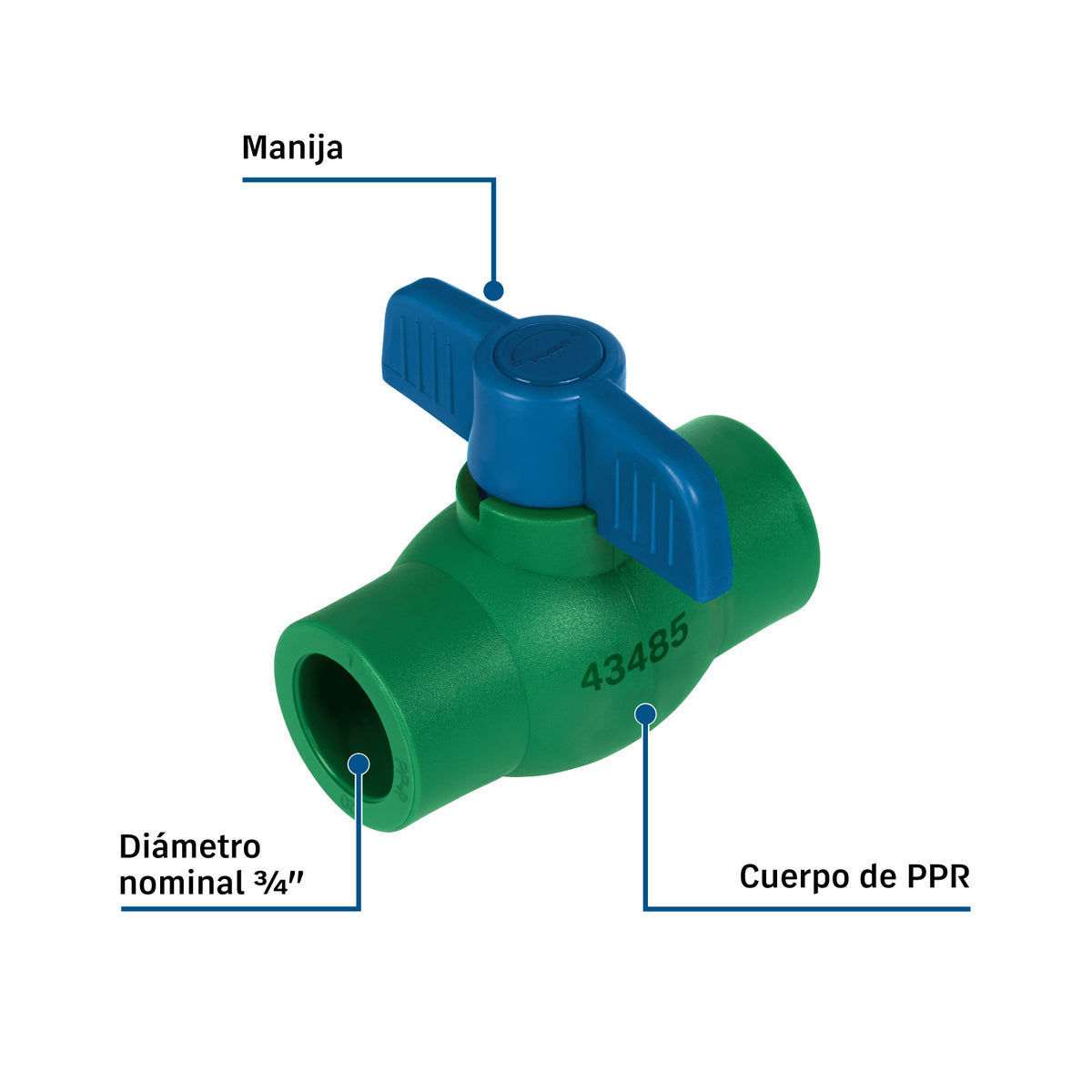 Válvula de Bola Foset CV-BO-3/4 3/4" PP 345 PSI 95°C
