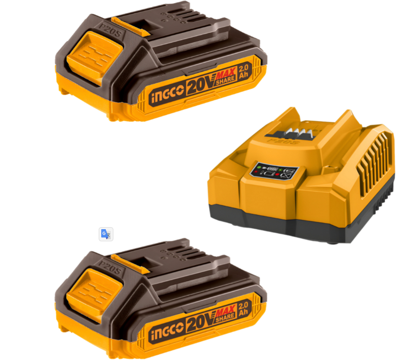 284655 Kit Cargador + 2 Baterías 2.0Ah 20V INGCO – Herramientas Inalámbricas Ferreteria la economica