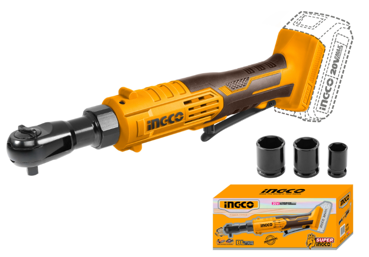 286868 Matraca Inalámbrica INGCO 3/8" 20V 65Nm con 3 Dados – Sin Batería Ferreteria la economica