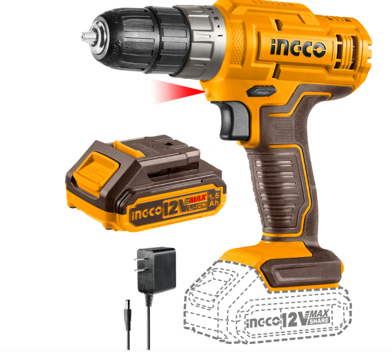 Taladro Atornillador Inalámbrico INGCO 12V 3/8" 0-750 RPM – Compacto y Versátil Ferreteria la economica
