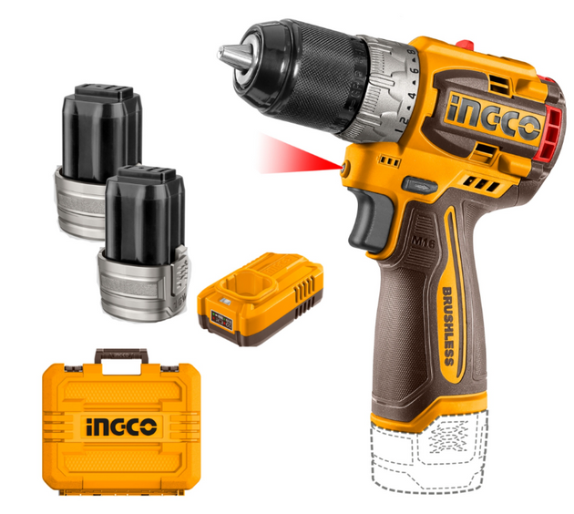 Taladro Inalámbrico INGCO 16V 1/2" 60Nm Motor Brushless – 2 Baterías + Cargador Ferreteria la economica