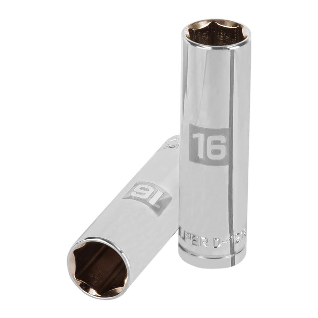 D-1216-ML Dado largo de 16 mm, 6 puntas, cuadro 1/2", Truper