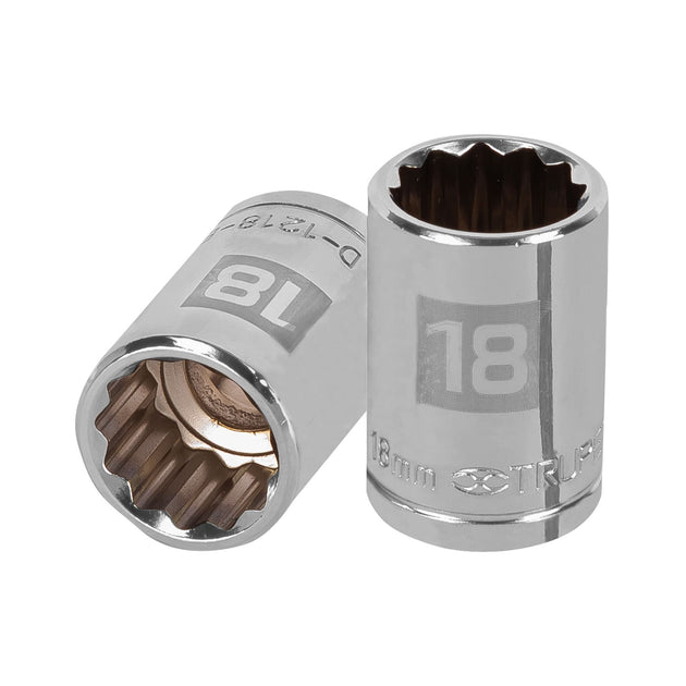 D-1218-EM Dado de 18 mm, 12 puntas, cuadro 1/2", Truper