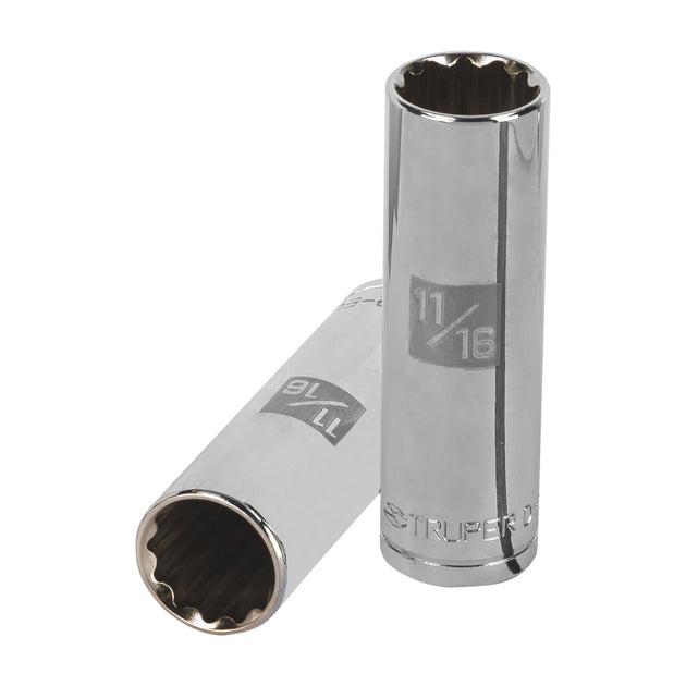 D-1222-EL Dado largo de 11/16", 12 puntas, cuadro 1/2", Truper