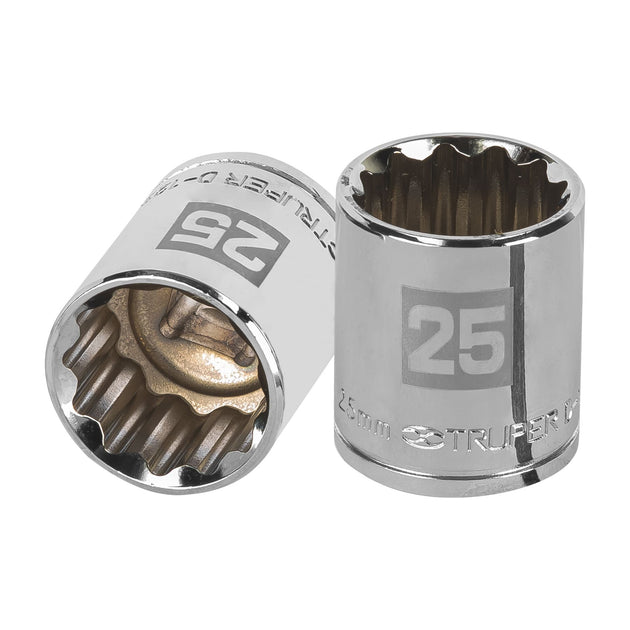 D-1225-EM Dado de 25 mm, 12 puntas, cuadro 1/2", Truper
