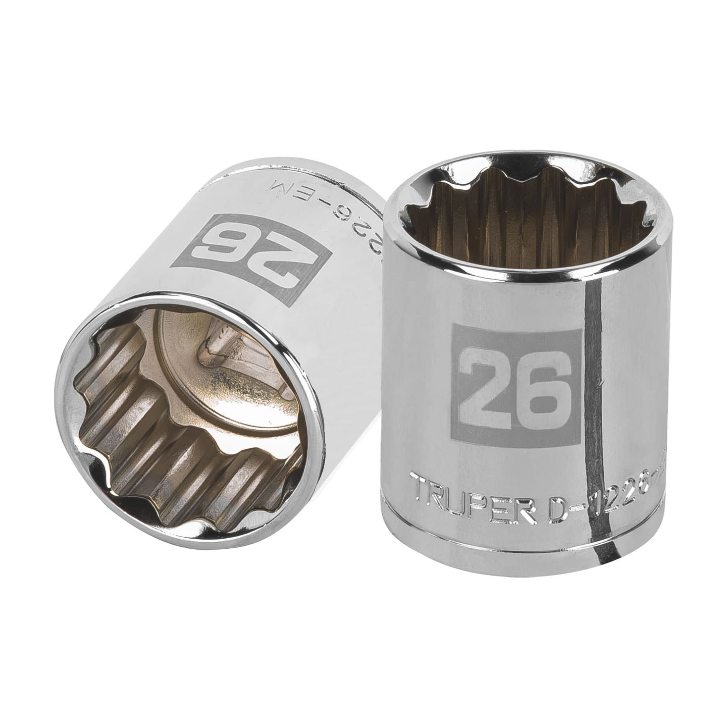 D-1226-EM Dado de 26 mm, 12 puntas, cuadro 1/2", Truper