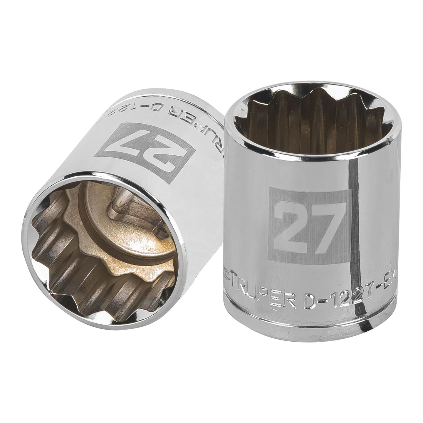 D-1227-EM Dado de 27 mm, 12 puntas, cuadro 1/2", Truper